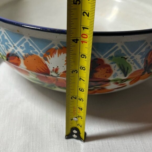 Vintage Lucky Elephant Chinese White Floral Enamel Casserole Rice Dish Pot w Lid - Picture 5 of 7